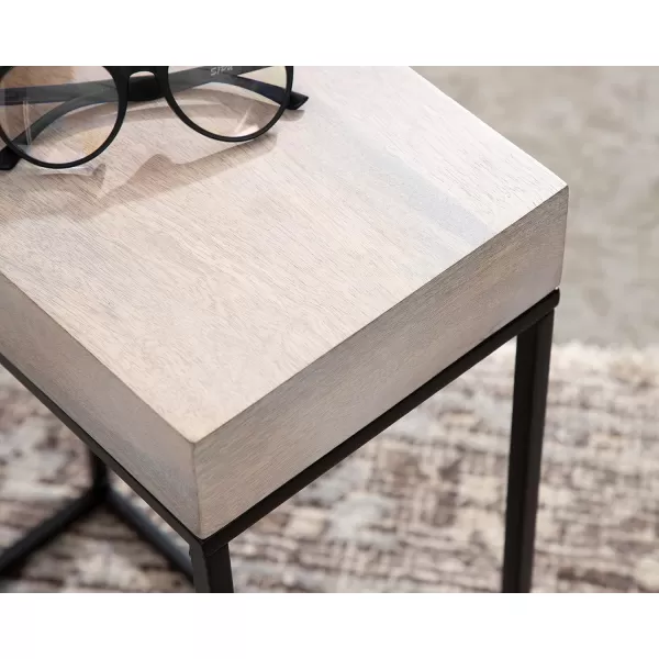 imageKate and Laurel Karlsen Wood and Metal Narrow Side Table 16 x 24 x 8 Natural Brown and Black Modern Transitional Slim Nightstand with Mixed Materials DesignWhiteBlack