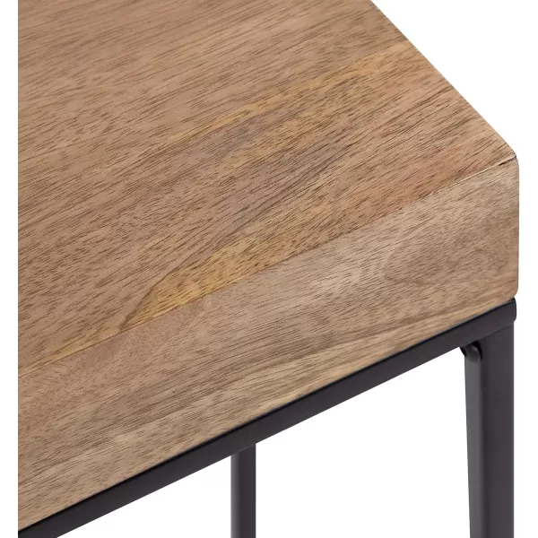 imageKate and Laurel Karlsen Wood and Metal Narrow Side Table 16 x 24 x 8 Natural Brown and Black Modern Transitional Slim Nightstand with Mixed Materials DesignNaturalBlack