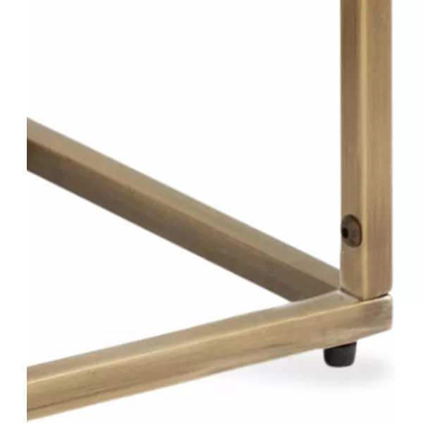 imageKate and Laurel Karlsen Wood and Metal Narrow Side Table 16 x 24 x 8 Natural Brown and Black Modern Transitional Slim Nightstand with Mixed Materials DesignWalnut BrownGold