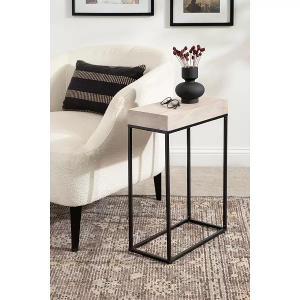 imageKate and Laurel Karlsen Wood and Metal Narrow Side Table 16 x 24 x 8 Natural Brown and Black Modern Transitional Slim Nightstand with Mixed Materials DesignWhiteBlack
