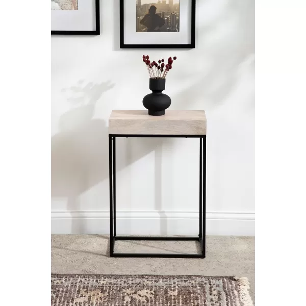 imageKate and Laurel Karlsen Wood and Metal Narrow Side Table 16 x 24 x 8 Natural Brown and Black Modern Transitional Slim Nightstand with Mixed Materials DesignWhiteBlack