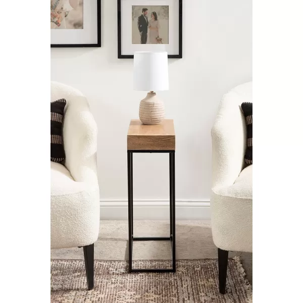 imageKate and Laurel Karlsen Wood and Metal Narrow Side Table 16 x 24 x 8 Natural Brown and Black Modern Transitional Slim Nightstand with Mixed Materials DesignNaturalBlack