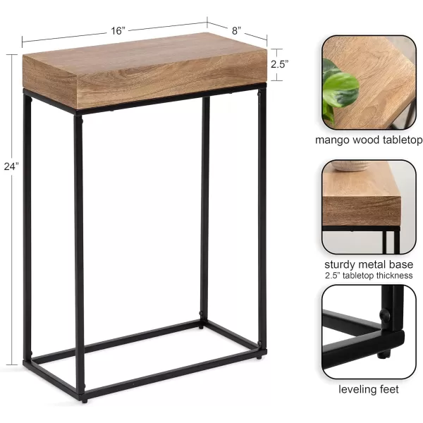 imageKate and Laurel Karlsen Wood and Metal Narrow Side Table 16 x 24 x 8 Natural Brown and Black Modern Transitional Slim Nightstand with Mixed Materials DesignNaturalBlack