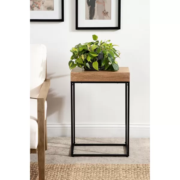 imageKate and Laurel Karlsen Wood and Metal Narrow Side Table 16 x 24 x 8 Natural Brown and Black Modern Transitional Slim Nightstand with Mixed Materials DesignNaturalBlack