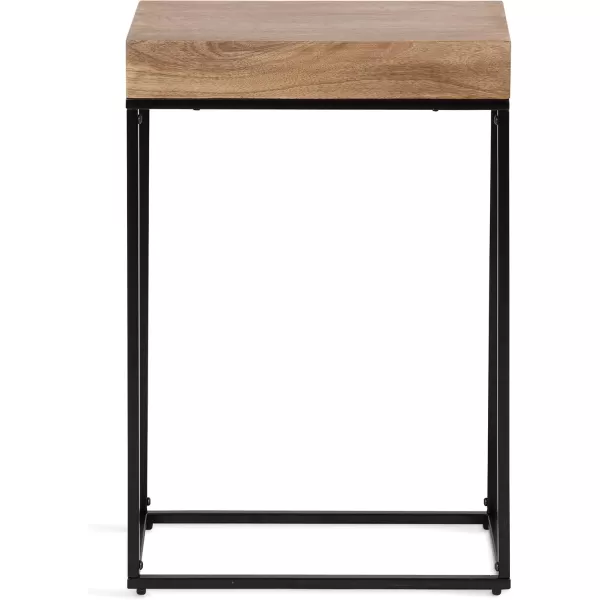 imageKate and Laurel Karlsen Wood and Metal Narrow Side Table 16 x 24 x 8 Natural Brown and Black Modern Transitional Slim Nightstand with Mixed Materials DesignNaturalBlack