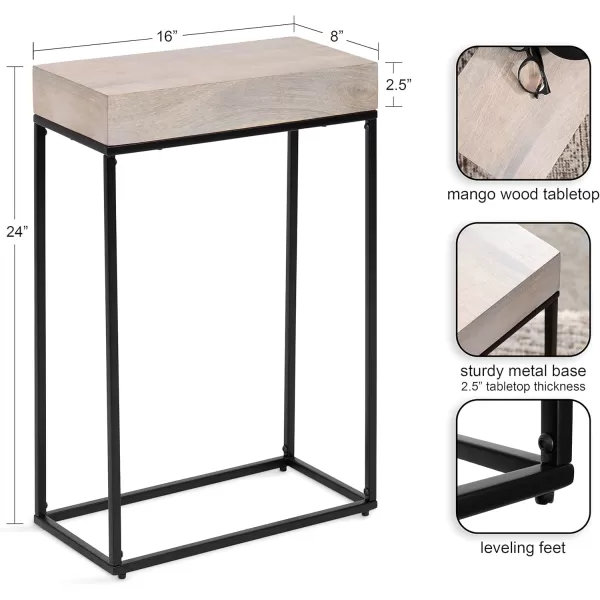 imageKate and Laurel Karlsen Wood and Metal Narrow Side Table 16 x 24 x 8 Natural Brown and Black Modern Transitional Slim Nightstand with Mixed Materials DesignWhiteBlack