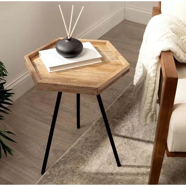 imageKate and Laurel Kashvi Hexagon Side Table 17x15x20 BlackNaturalBlack