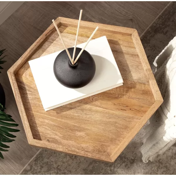 imageKate and Laurel Kashvi Hexagon Side Table 17x15x20 BlackNaturalBlack