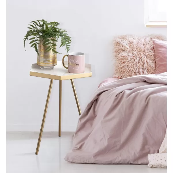 imageKate and Laurel Kashvi Hexagon Side Table 17x15x20 BlackWhiteGold