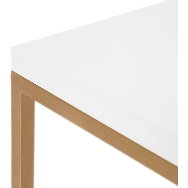 imageKate and Laurel Kaya Modern Glam Square Coffee Table with Geometric Metal Base and TwoTone Mixed Materials Design 28x28x18 WhiteGold