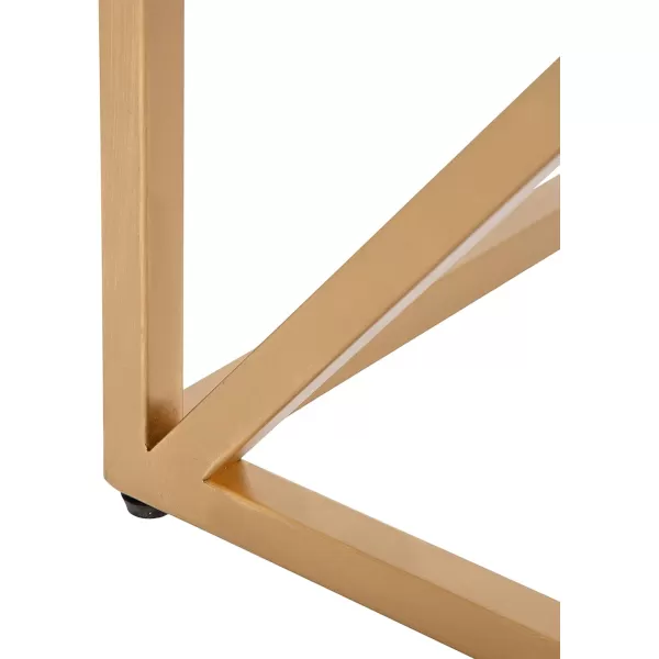 imageKate and Laurel Kaya Modern Glam Square Coffee Table with Geometric Metal Base and TwoTone Mixed Materials Design 28x28x18 WhiteGold