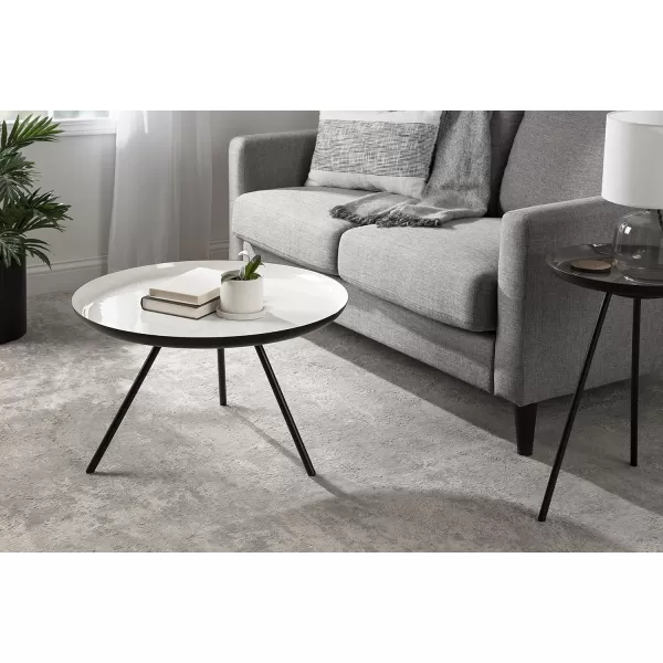 imageKate and Laurel Laranya Round Metal Coffee Table 25quot Diameter GoldWhiteBlackWhite
