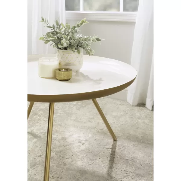 imageKate and Laurel Laranya Round Metal Coffee Table 25quot Diameter GoldWhiteGoldWhite