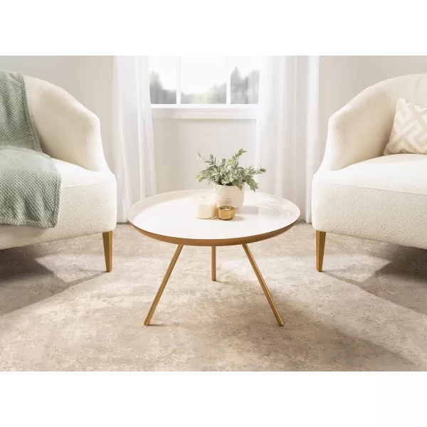 imageKate and Laurel Laranya Round Metal Coffee Table 25quot Diameter GoldWhiteGoldWhite