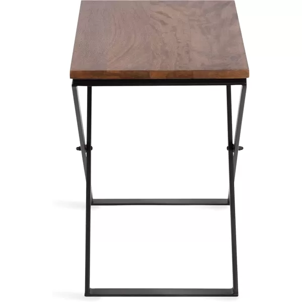 imageKate and Laurel Laraway Modern Rectangle Side Table 20 x 14 x 20 White and Gold Metal Bedroom Nightstand Table with White Marble Tabletop and Foldable FrameRustic Brown and Black