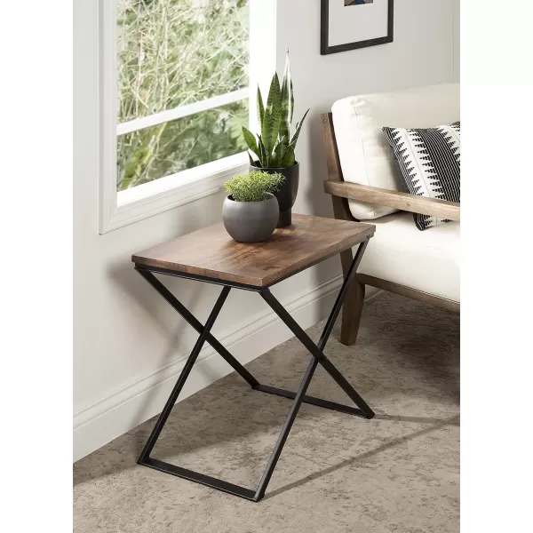 imageKate and Laurel Laraway Modern Rectangle Side Table 20 x 14 x 20 White and Gold Metal Bedroom Nightstand Table with White Marble Tabletop and Foldable FrameRustic Brown and Black