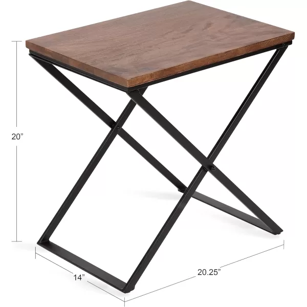 imageKate and Laurel Laraway Modern Rectangle Side Table 20 x 14 x 20 White and Gold Metal Bedroom Nightstand Table with White Marble Tabletop and Foldable FrameRustic Brown and Black