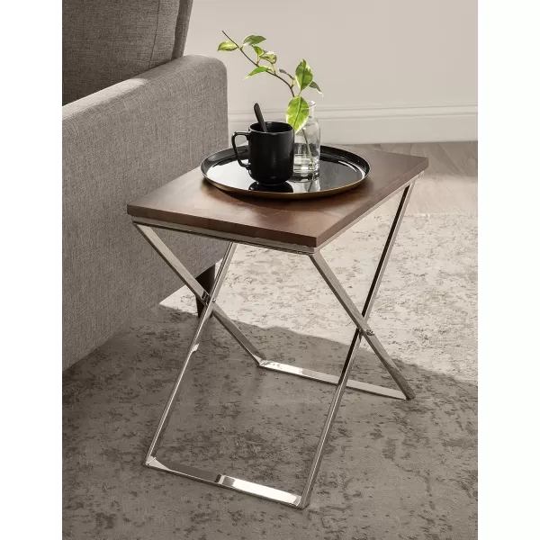 imageKate and Laurel Laraway Modern Rectangle Side Table 20 x 14 x 20 White and Gold Metal Bedroom Nightstand Table with White Marble Tabletop and Foldable FrameSilver