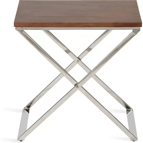 imageKate and Laurel Laraway Modern Rectangle Side Table 20 x 14 x 20 White and Gold Metal Bedroom Nightstand Table with White Marble Tabletop and Foldable FrameSilver