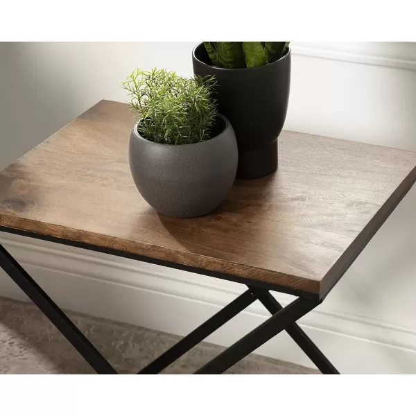 imageKate and Laurel Laraway Modern Rectangle Side Table 20 x 14 x 20 White and Gold Metal Bedroom Nightstand Table with White Marble Tabletop and Foldable FrameRustic Brown and Black