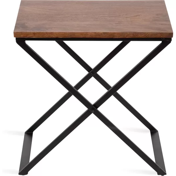 imageKate and Laurel Laraway Modern Rectangle Side Table 20 x 14 x 20 White and Gold Metal Bedroom Nightstand Table with White Marble Tabletop and Foldable FrameRustic Brown and Black