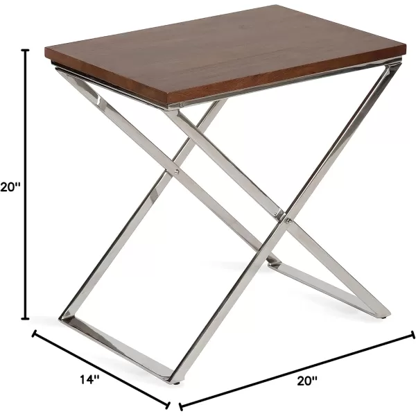 imageKate and Laurel Laraway Modern Rectangle Side Table 20 x 14 x 20 White and Gold Metal Bedroom Nightstand Table with White Marble Tabletop and Foldable FrameSilver
