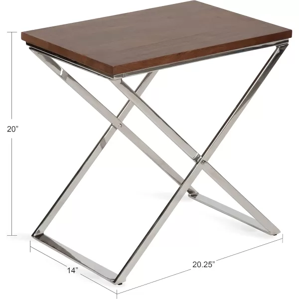 imageKate and Laurel Laraway Modern Rectangle Side Table 20 x 14 x 20 White and Gold Metal Bedroom Nightstand Table with White Marble Tabletop and Foldable FrameSilver