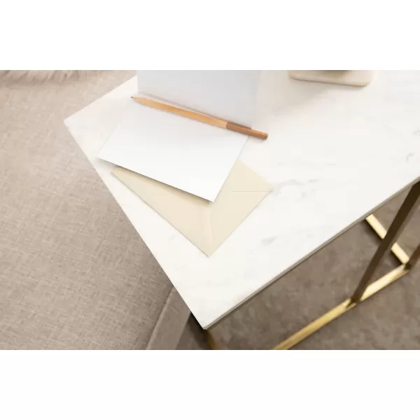 imageKate and Laurel Lockhardt Modern Decorative C Side Table as a TV Tray Bedroom Accent Piece or a Versatile Laptop Stand 19x13x27 Navy BlueWhiteGold