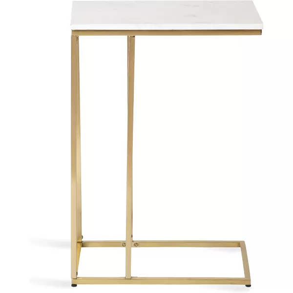 imageKate and Laurel Lockhardt Modern Decorative C Side Table as a TV Tray Bedroom Accent Piece or a Versatile Laptop Stand 19x13x27 Navy BlueWhiteGold