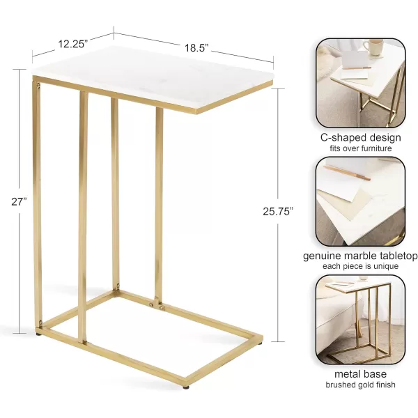 imageKate and Laurel Lockhardt Modern Decorative C Side Table as a TV Tray Bedroom Accent Piece or a Versatile Laptop Stand 19x13x27 Navy BlueWhiteGold