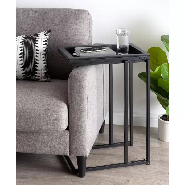 imageKate and Laurel Lockridge Foldable Modern Side CTable 185quot x 12quot x 2675quot BlackBlack