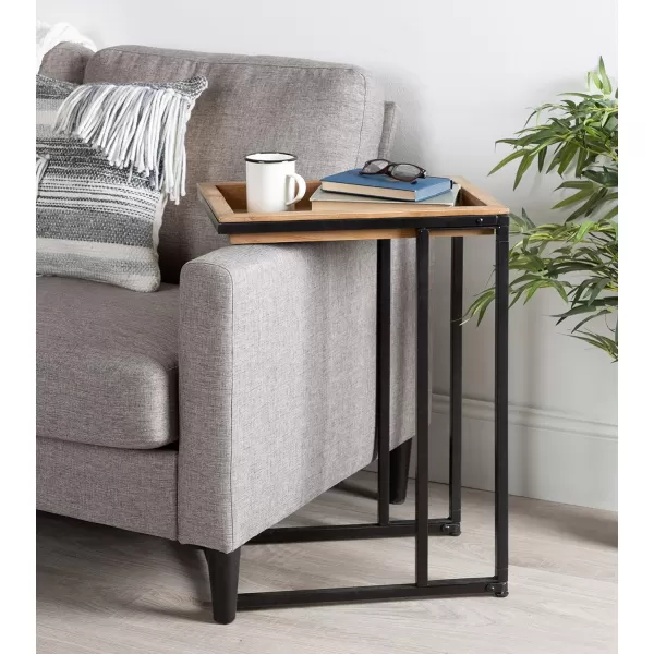 imageKate and Laurel Lockridge Foldable Modern Side CTable 185quot x 12quot x 2675quot BlackNatural