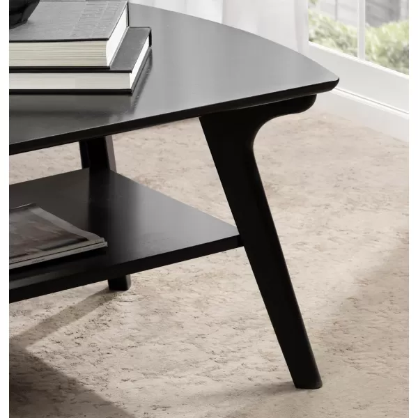 imageKate and Laurel Louen MidCentury Rectangle Modern TwoTier Rectangular Living Room Coffee Table with Storage and Solid Wood Construction 48 x 24 x 18 Black
