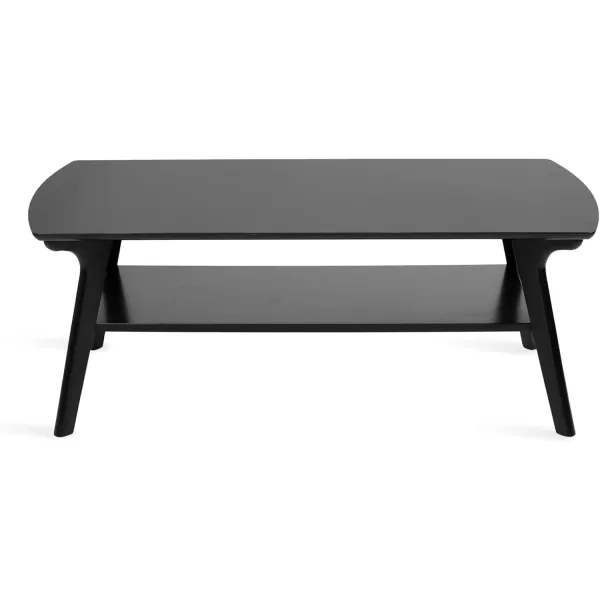imageKate and Laurel Louen MidCentury Rectangle Modern TwoTier Rectangular Living Room Coffee Table with Storage and Solid Wood Construction 48 x 24 x 18 Black