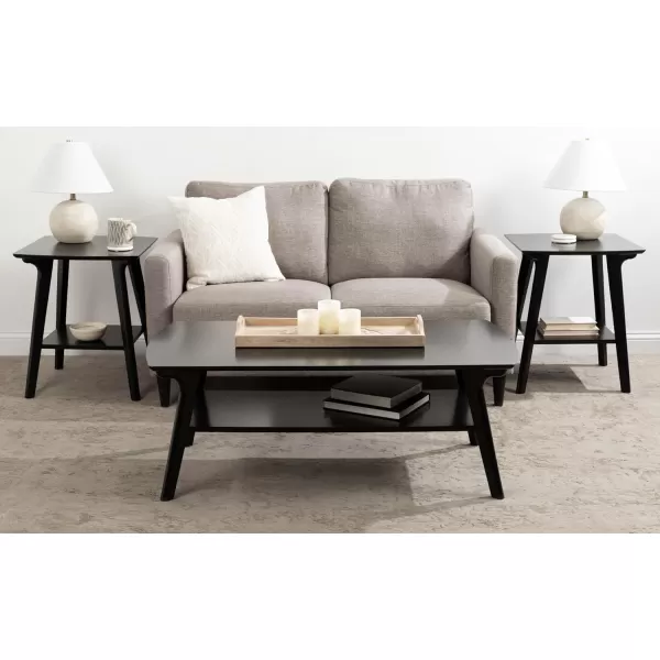 imageKate and Laurel Louen MidCentury Rectangle Modern TwoTier Rectangular Living Room Coffee Table with Storage and Solid Wood Construction 48 x 24 x 18 Black