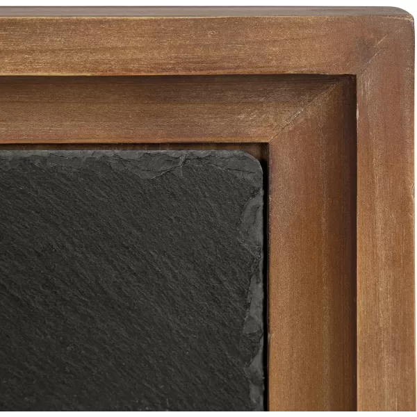 imageKate and Laurel Macabe Industrial Modern Wood and Slate Side Accent Table with Black Iron Metal Base Rustic Brown Finish