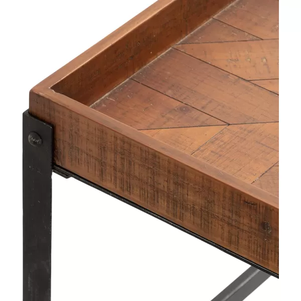 imageKate and Laurel Marsh Square Wood and Metal Coffee 27 x 27 x 18 Rustic Brown and Black Modern Farmhouse Living Room Table with Mixed Materials Design and Industrial Iron Detailing 27x27x18