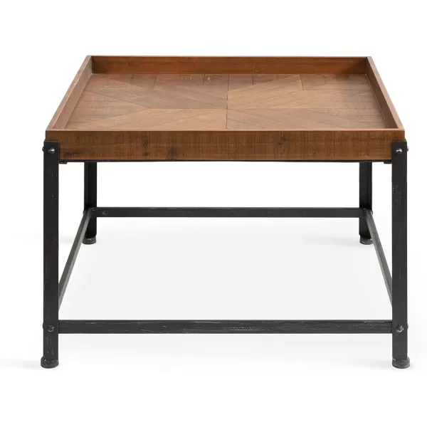 imageKate and Laurel Marsh Square Wood and Metal Coffee 27 x 27 x 18 Rustic Brown and Black Modern Farmhouse Living Room Table with Mixed Materials Design and Industrial Iron Detailing 27x27x18