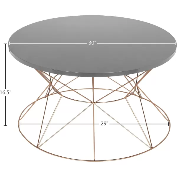 imageKate and Laurel Mendel Round Metal Coffee Table Gray Top with Rose Gold BaseGrayRose Gold