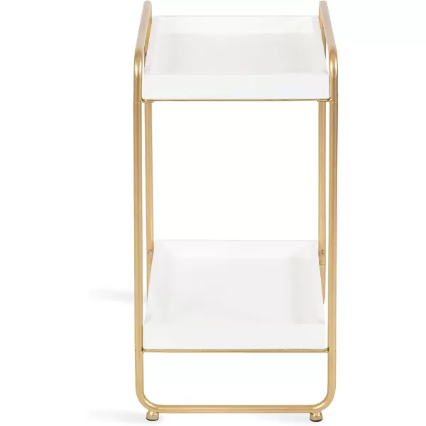 imageKate and Laurel Nicco Modern Transitional 2Tier Side Table 16 x 13 x 26 Natural Wood and Black Tiered Rectangle End Table for Storage and Display in Living Room Home DecorWhiteGold