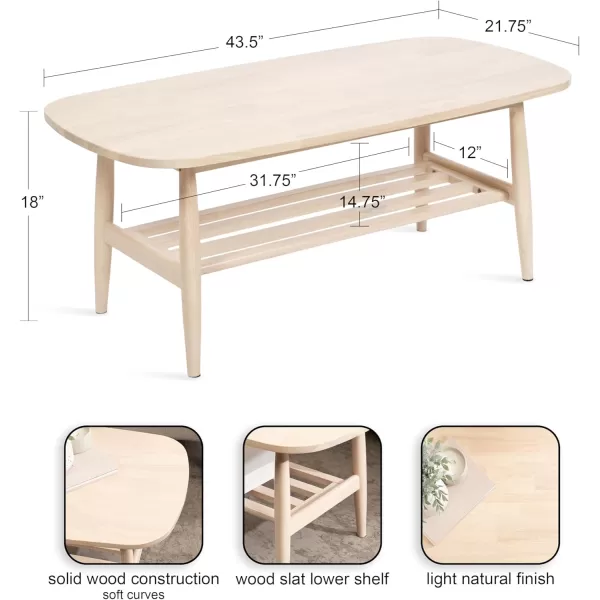 imageKate and Laurel Niles Transitional Tiered Rectangle Coffee Table with Storage for Living Room Decor 44x22x18 Natural