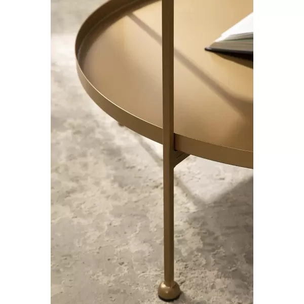 imageKate and Laurel Nira Metal Coffee Table 26quot Diameter BlackBlackGold