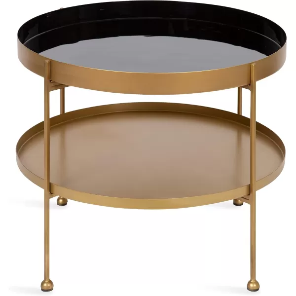 imageKate and Laurel Nira Metal Coffee Table 26quot Diameter BlackBlackGold