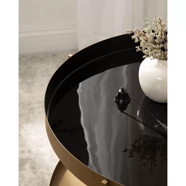 imageKate and Laurel Nira Metal Coffee Table 26quot Diameter BlackBlackGold