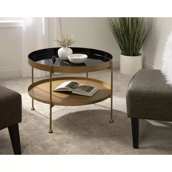 imageKate and Laurel Nira Metal Coffee Table 26quot Diameter BlackBlackGold