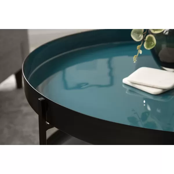 imageKate and Laurel Nira Metal Coffee Table 26quot Diameter BlackTealBlack
