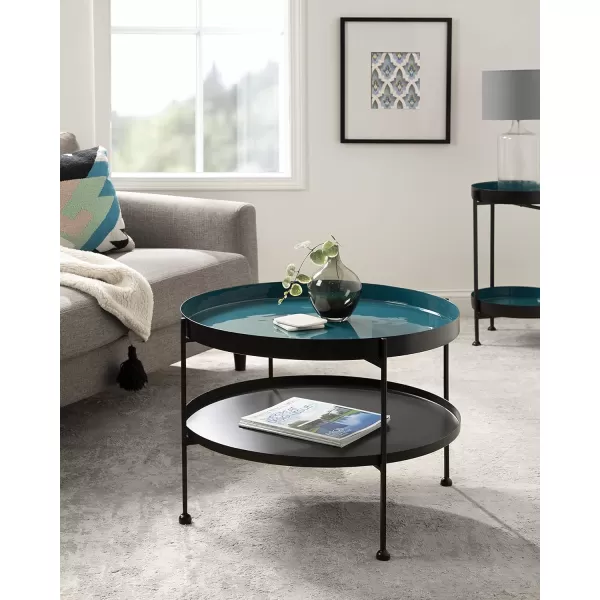 imageKate and Laurel Nira Metal Coffee Table 26quot Diameter BlackTealBlack