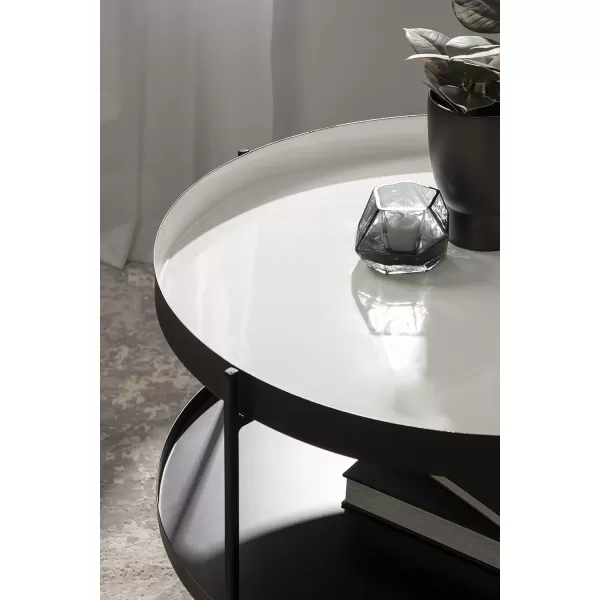 imageKate and Laurel Nira Metal Coffee Table 26quot Diameter BlackWhiteBlack