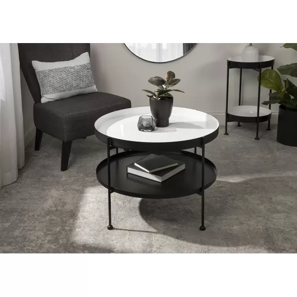 imageKate and Laurel Nira Metal Coffee Table 26quot Diameter BlackWhiteBlack