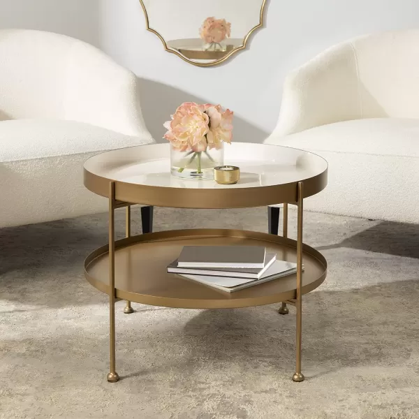 imageKate and Laurel Nira Metal Coffee Table 26quot Diameter BlackWhiteGold